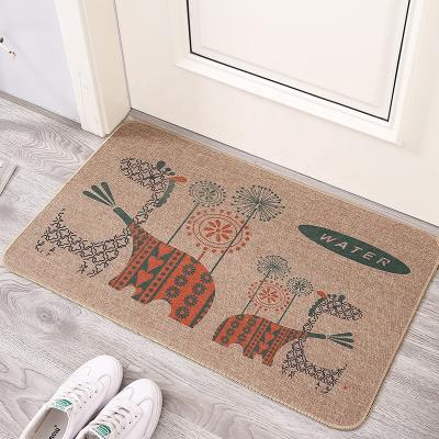 China Bottom 50x80cm Flaxen Anti-Slip and Washable Rubber Door Mat for Door for sale