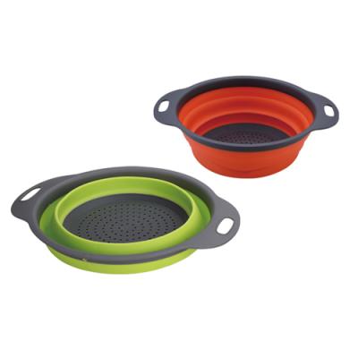 China Viable Good Quality BPA Free Plastic Collapsible Colander 2 Sets, Kitchen Collapsible Silicone Strainer for sale