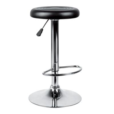 China Modern Simple Design Round PVC Seat Backless Bar Stool With Footrest for sale