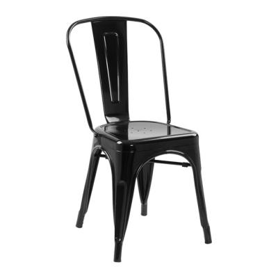 China Restaurant Chair Modern Steel Iron Industrial Metal Dining Chair , Highback Stackable Cafe Side Chair for sale