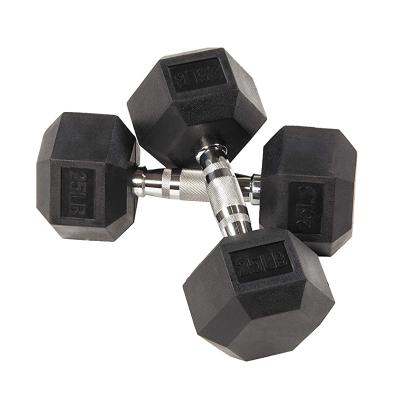 China Wholesale Comfortable Hexagonal Dumbbell Weightlifting Fitness Gym Rubber Coated Dumbbell for sale