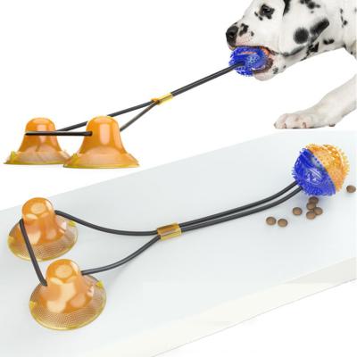 China Dog Bite Conflict Molar Dog Chew Toys Food Stored Dispenser Dual Suction Cup Self Interactive Play for sale