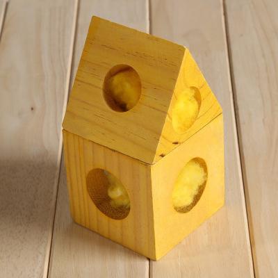 China Sustainable Wooden Cheese House For Hamster Wooden Cheese Cage For Rat Mice for sale