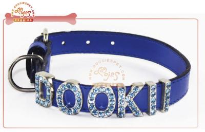 China DIY Personalized PU Leather pet collar for dog with 8mm customized rhinestone dog collars for sale