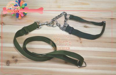 China Nylon And Chain Martingale Choke Dog Training Collar Matching With Leash for sale