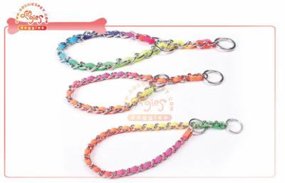 China Colorful Nylon Chain P Choke Dog Training Collar for sale