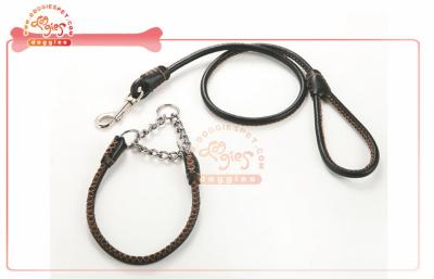 Chine Le collier de formation de chien de chaîne de cuir véritable de corde adapte le cou 15 - 20