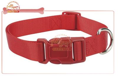 China Red Brightly Nylon Pet Collar for dog in black with custom buckle for sale