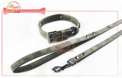 China PU Dog Collar And Leash Designed With Sparkling Rhinestone Charms And Bling Buckle for sale