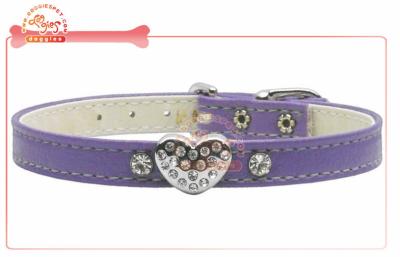 China Double Sides Pet Collar and Leash With Rhinestone Charms , customized dog collars for sale