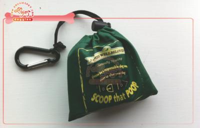 China Silk Screen On Fabric Dog Poop Bag Carrier With Compostable And Bio Printing Bag for sale