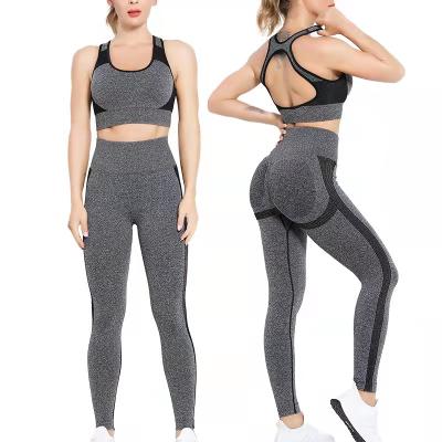 China Breathable Sports Underwear Set Women's AB Seamless Yarn Tight Yoga Two Piece Suit for sale