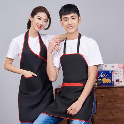 China New Design Anti-fouling Promotional Print Logo Cotton Kitchen Apron Custom Couple Aprons for sale