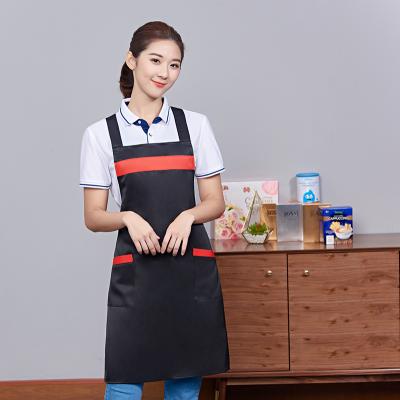 China Promotional Water Repellent Chef Bartender's Workshop Barbecue Black Apron Kitchen Anti-Clogging for sale