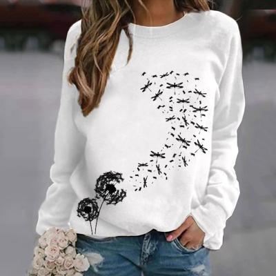 China 2021 Breathable Spring Women Fashionable Ladies Printing Tops Long Sleeve Loose Sweatshirt Top for sale