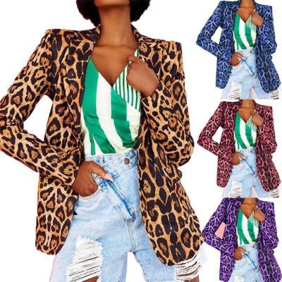 China Anti-Wrinkle Elegant Long Sleeve Women's Blazers 2021 Fashion Women Leopard Blazer for sale