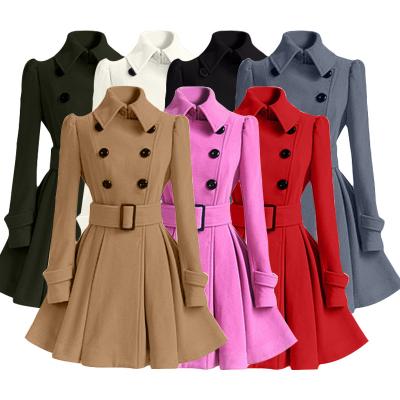 China 2021 Winter Women Elegant Thick Cross Overcoat Ladies Anti-shrink Woolen Coat With Belt for sale