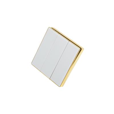 China UK Standard White Frame 3 Strip 1 Switch Large Plate Electrical Accessories Gold Color for sale