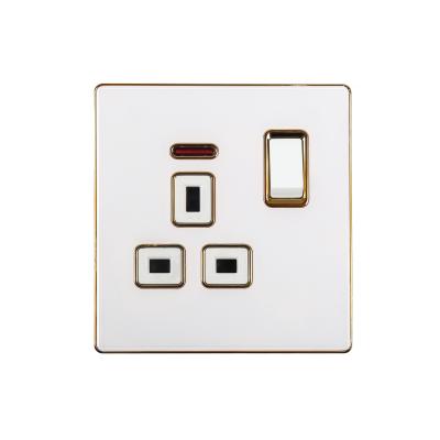 China Hot Selling UK Standard 2021 In Iraq Large Panel 13A Socket 1 Band Switch With Electrick Neon swich for sale