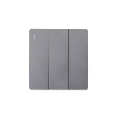 China UK standard bestseller large gray color panel wall light with switch 3 gang 1 way wall switch for sale