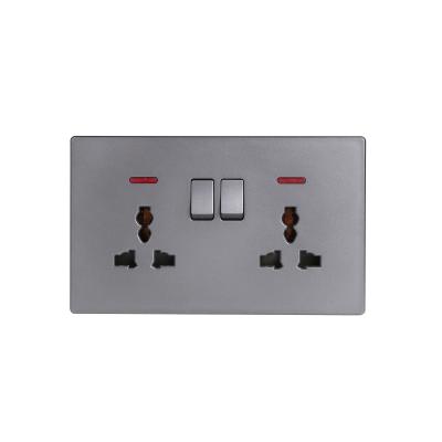 China UK Standard Top Quality Double Color Gray 16A 3pin Switched Socket 3*6 146mm Model for sale