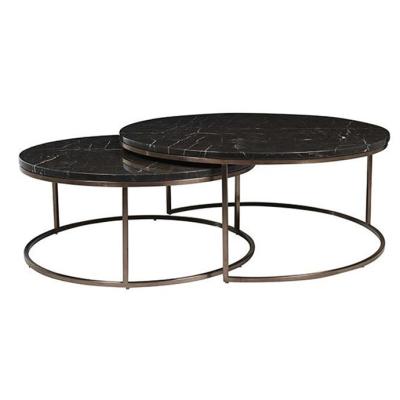 China Black marble coffee table sintered stone top coffee table set for sale