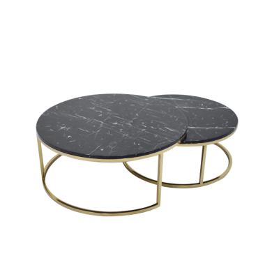 China Marble marble coffee table sets gold steel coffee table CC-CF013 for sale