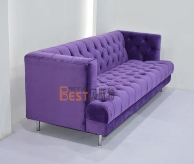 China (Other)Adjustable Luxury Home Modern Living Room Furniture Purple Tufted Velvet Fabric Sofa for sale