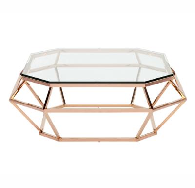 China Modern Convertible Coffee Table Diamond Shape Gold Steel Frame Coffee Table for sale