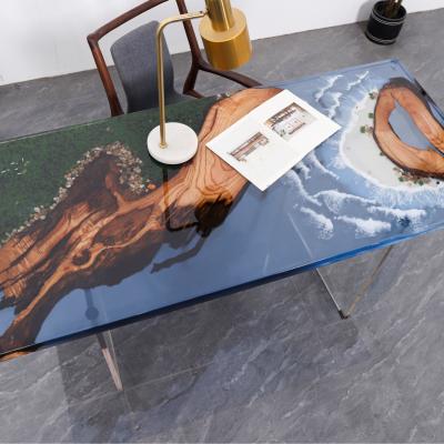 China (Size) slab river table top solid wood clear epoxy resin adjustable wood table topA875 for sale