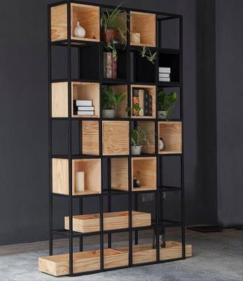 China Convertible American Country Loft Design Square Shelving / Black Iron Book Shelves for sale