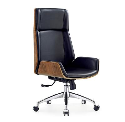 China Leather Plywood Leather Office Chair With High Back for sale