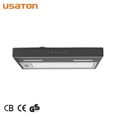 China Hotel 24W Power Fireplace Downdraft RV Black Extractor Motorhome Range Hood For Camper Trailers for sale