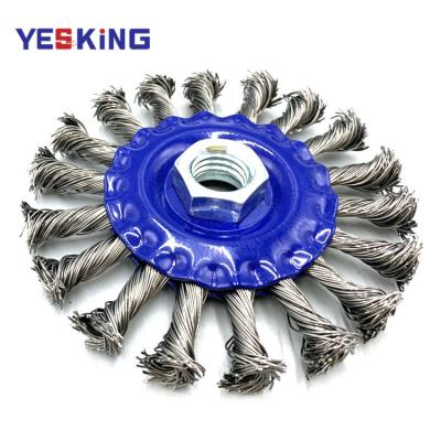 China Wholesale Industrial Rust Removal Twist Knot Wire Buffing Circular Wheel Sweep Steel Wire Wheel Industrial Weeding Brush for sale