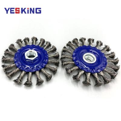 China New Arrivals Steel Wire Brush Disc Twisted Knot Wheel Polishing Industrial Cleaning Weeding Brush for sale