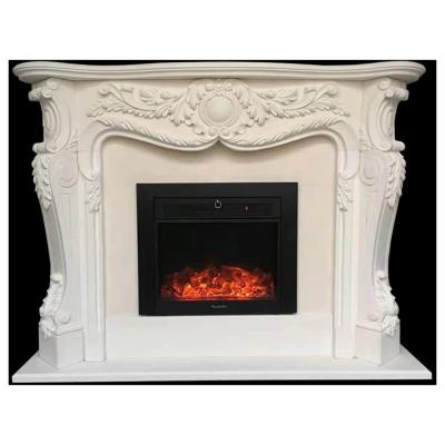 China Modern Interior Decorative White Marble Natural Stone Surround Electric Fireplace for sale