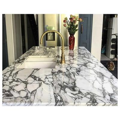 China Modern Customized White Size Polish Stone Arabescato Kitchen Tops Marble Countertops for sale