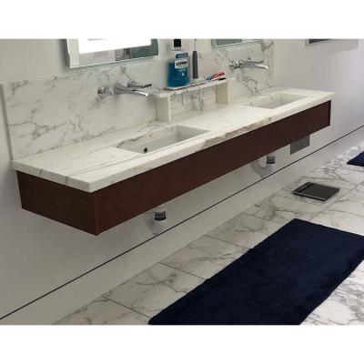 China Luxury Natural Stone Designer Vanity Counter Top White Marble Sink for sale