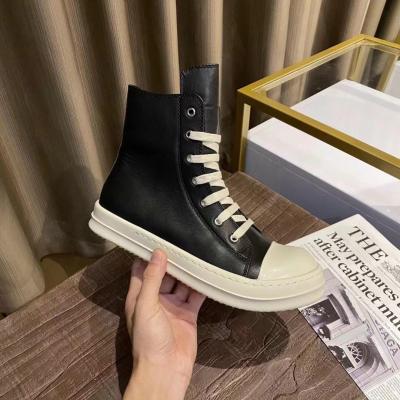 China Wholesale High Quality 1:1 Fashion Trend Original Rick Owens Canvas Boots Leather Fashion Sneakers Shoes Men Women Casual Shoes for sale