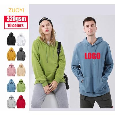 China Online Store Anti-Wrinkle Drop-Shoulder 320g Sleeve White Hoodies Warm Soft Loose Hoodi Accept Custom Logo Men's Pullover Hoodies for sale