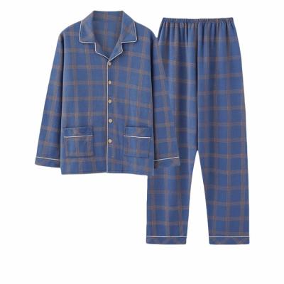 China 2022 Comfort Casual Trends Plaid Classic Men's Cotton Mens Pajamas Set QUICK DRY Sleepwear for sale