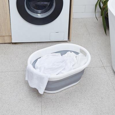 China 2022 Viable Popular Silicone Wash Basket Laundry Bearing Round Bucket House Bases Waterproof Collapsible Basket Plastic for sale