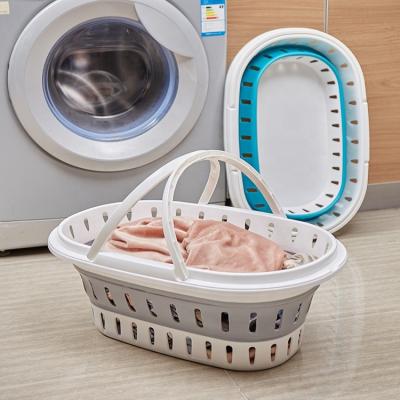 China Cheap Space Saving Plastic Baskets Minimalist Portable Collapsible Plastic Automatic Shopping Basket Storage Container With Handle Laundry Basket for sale