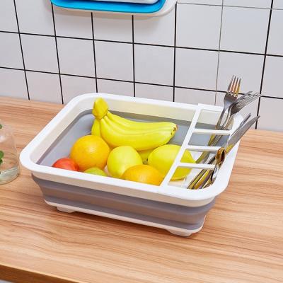 China Viable Plastic Dish Rack Dish Dish Drainer For Kitchen Counter RV Campers Dish Storage Collapsible Drying Rack for sale