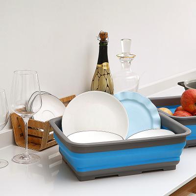 China Sustainable Metrial Collapsible Kitchen TPR Folding Basin Suitable For Dormitory BBQ Camping Silicone Folding Wash Basin for sale