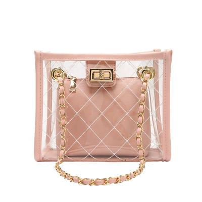 China Fashion\Comfortable Wholesale Ladies\Durable Tote Beach Bag Transparent Clear PVC Women Handbags Fashion Shoulder Bag for sale