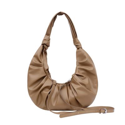 China Large Capacity INS Fashion Cloud Dumpling Shoulder Bags Solid Color Body Armpit Bag Pleated Cross Messenger Bags For Woman for sale