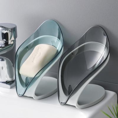 China Modern Tray Rack Leaf Shape Drain Soap Holder Box Bathroom Shower Soap Storage Box Bathroom Drainage Ledge for sale