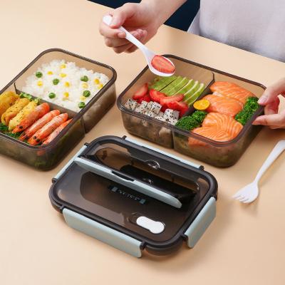 China Work Microwavable Student Kitchen Lunch Box Outdoor Travel Microwave Heating Food Container Bento Storage Box for sale