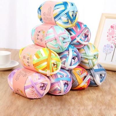 China 100g/ball Cozy Soft Thick Yarn Beautiful Colorful Cloth Yarn For DIY Hand Knitting Woven Bag Mat for sale